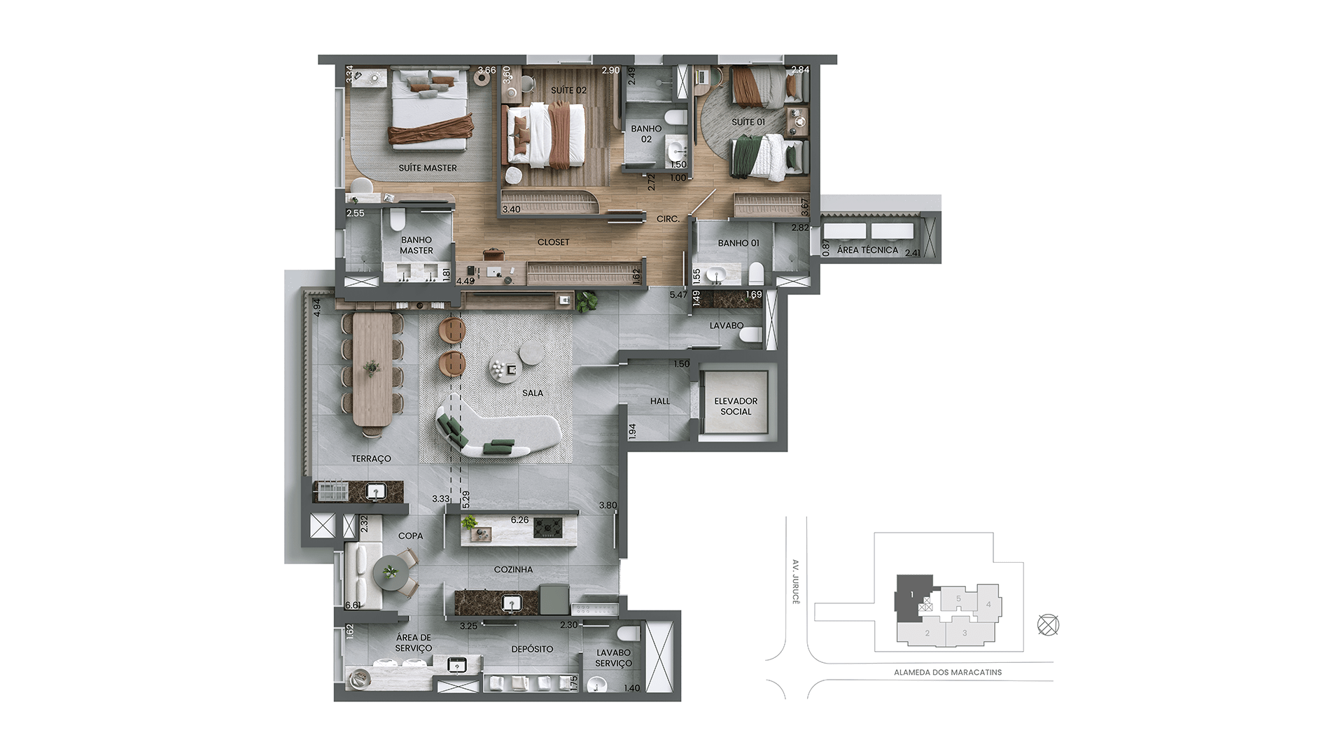 Apto 149m² Living